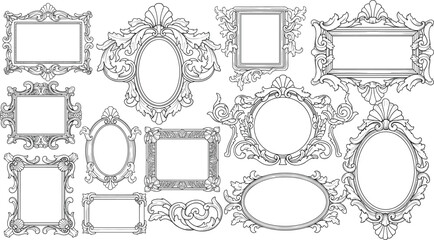 Ornate vintage baroque and rococo decorative frame collection