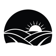 sunrise over hills  vector flat landscape  minima