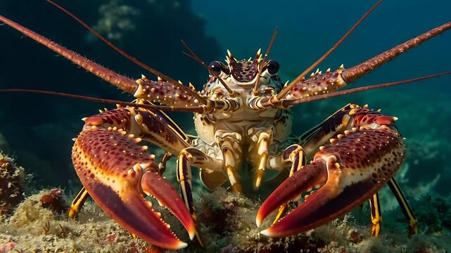 Underwater Majesty: Close-Up of a Spiny Lobster in its Natural Habitat capturing the beauty of