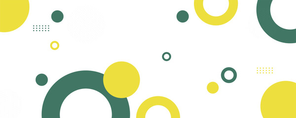 Obraz premium geometric banner background green and yellow simple design abstract memphis vector illustration