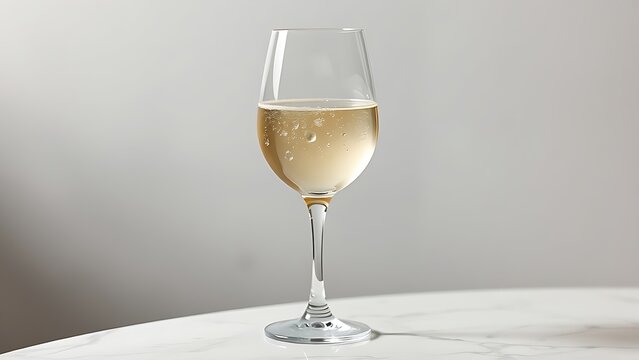 marbel. Elegant wine glass with delicate condensation, resting on a sleek marble surface for a refined aesthetic. bar promotions, beverage menus, designed for product packaging and bar promotions.