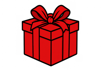 Red gift box with ribbon and bow suggesting celebration, giving, and a surprise present on transparent background