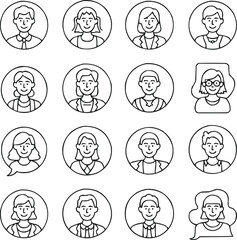 Diverse People Line Icon Pack Gender, Ethnicity, and Lifestyle Avatars