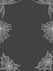 White Spider Net Frame Border on Dark Background Isolated Illustration Design