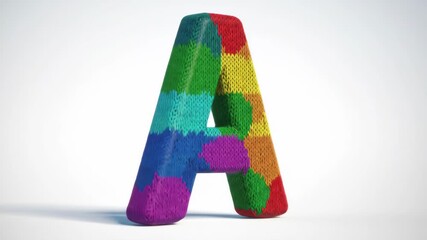 A vibrant, textured 3D letter A in a rainbow patchwork of colors on a white background. - Powered by Adobe