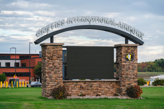 Rome, NY - Oct 12, 2025: Griffiss International Airport (RME) is a public airport serving Oneida County at Griffiss Business and Technology Park, owned by Oneida County and FBO services by Million Air