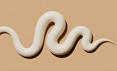 Creamy white swirl on a warm beige background