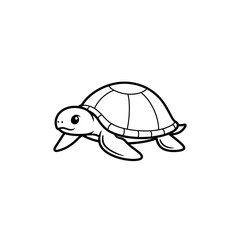 Cartoon turtle swimming gracefully in clear waters with vibrant coral reefs in the background