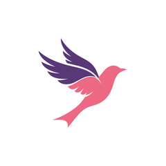 Fototapeta premium Colorful bird silhouette with flowing wings in a minimalist design, suitable for branding or art projects