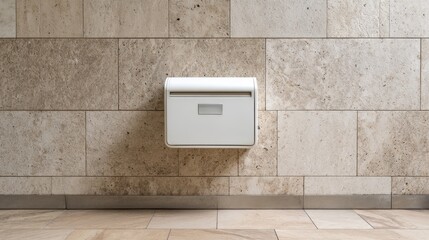 Modern Mailbox Installed on Textured Wall with Neutral Color Palette, Showcasing Contemporary Design and Minimalist Aesthetics in Indoor Setting