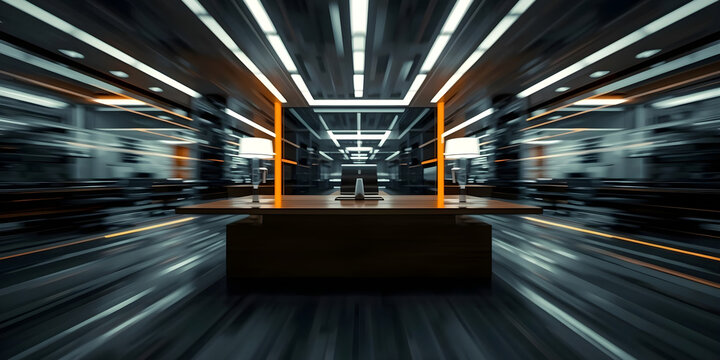 Futuristic Executive Office Design with Speed Motion Blur Effect