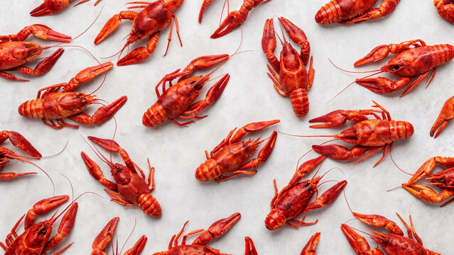 Red freshly cooked crayfish pattern