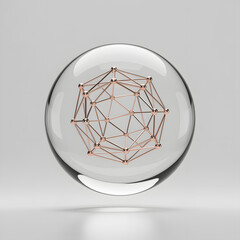 Abstract geometric structure encased in a crystal sphere