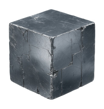 Cubic galena specimen featuring a shiny metallic luster and silver hue.
