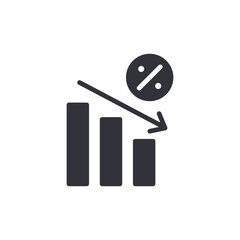 Decreasing Bar Chart With Percentage Sign Downward Trend