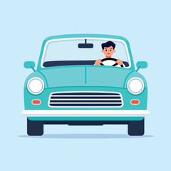 Smiling driver enjoying a car ride