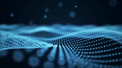 Abstract digital landscape with glowing blue dots forming a wavy surface, representing data or technology. - Powered by Adobe