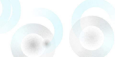 A minimalist abstract image featuring three overlapping navy blue concentric circles on a dark blue background.