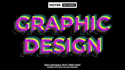 Graphic design colorful retro style editable vector text effect. Editable layered typograpy design for Graphic design titles. 