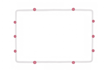 Rectangular neon frame with light pink glowing dots and rounded corners on transparent background