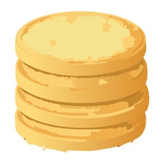 Stack of plain round shortbread cookies or biscuits with a simple vanilla flavor, ready for tea time - Vector Illustration
