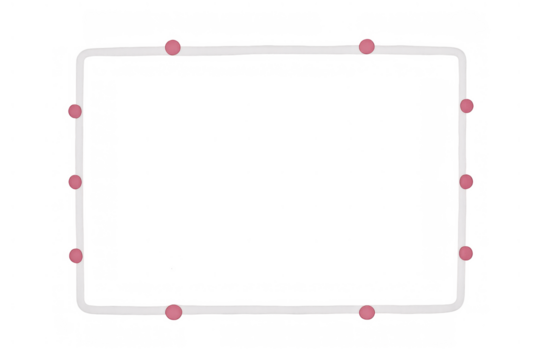 Rectangular neon frame with light pink glowing dots and rounded corners on transparent background