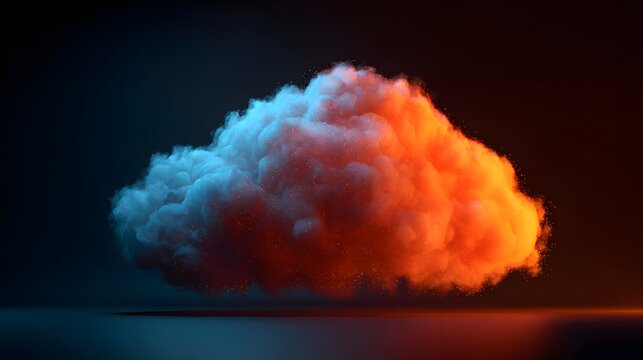 Isolated voluminous atmospheric vapor illuminated by contrasting cool and warm light sources