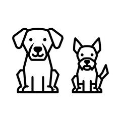 Two White Dog Icons Sitting Side by Side on Black Background Simple Flat Design
