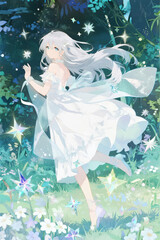 A girl in a white dress