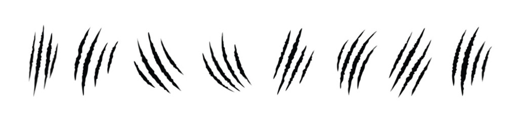 claw, marks, scratch, animal, monster, predator, danger, attack, damage, torn, ripped, graphic, design, element, isolated, black, white, background, texture, grunge, wild, beast, sharp, lines, paralle