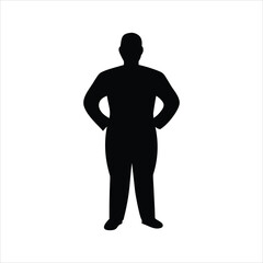 A man standing in a bold black silhouette