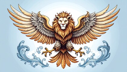 Obraz premium Lion with wings, ornate design