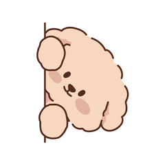 Puppy peeking from behind, puppy appears from the side