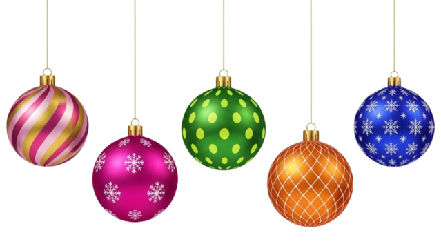 Realistic 3D Christmas Balls Vector Set - Hanging Holiday Ornaments Collection