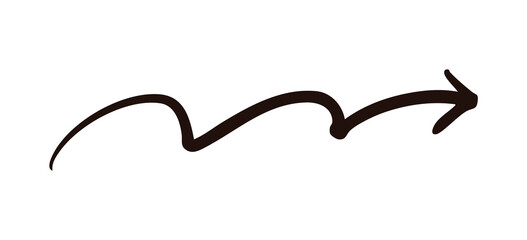 右向きの跳ね上がる矢印　黒