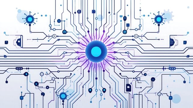 Modern technology brain network connects data for innovative AI solutions