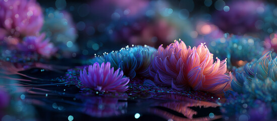 3d render of a realistic coronavirus in clear water