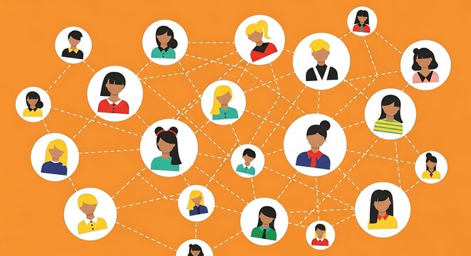 Diverse Network of People Connected in a Digital World