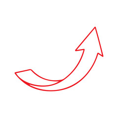Red Curved Up Arrow Icon: Growth, Success, Finance, Progress PNG