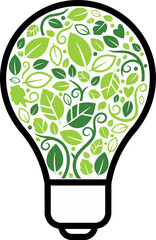 Eco-Friendly Idea A Lightbulb Filled with Green Leaves, Symbolizing Sustainable Innovation and Growth