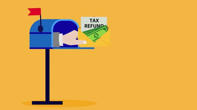 Tax refund illustration in mail box,the letter came in the mailbox 