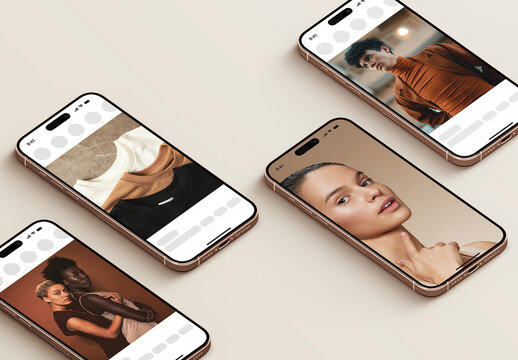 Phone Multi Screen Social Media Post Mockup
