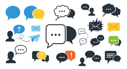 Obraz premium Diverse communication icons set for modern interaction and messaging systems