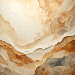 Abstract layered paper design with sepia and cream tones