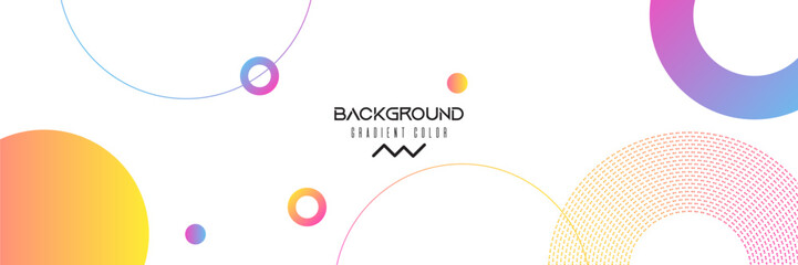 White geometric abstract background overlap layer on bright space with colorful circles effect decoration. Modern graphic design element cutout style concept
