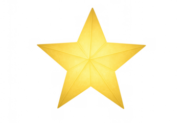 Golden five-pointed star representing celebration, excellence, or achievement on a transparent background