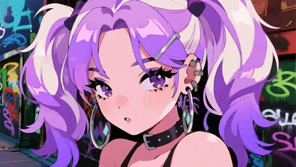 The purple-haired girl stared ahead.