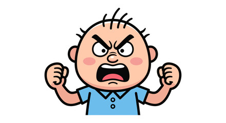 Cartoon character expressing fury and frustration with clenched fists and angry grimace
