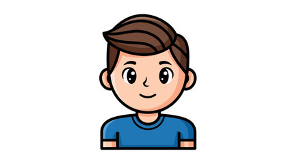 Cartoon character design of a young boy with cheerful face and stylish hairstyle