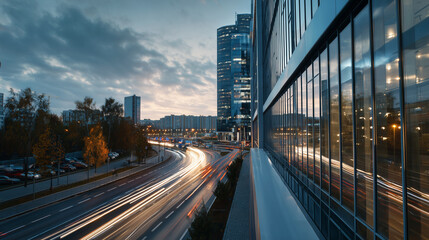Fototapeta premium City traffic, in the evening